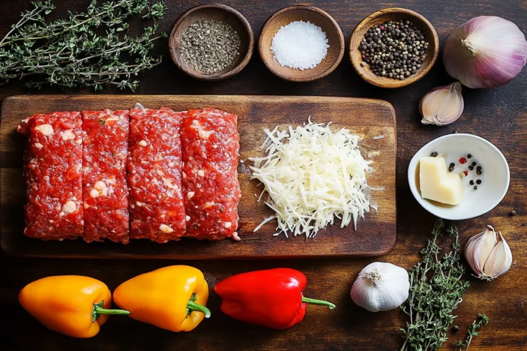 Ingredients for Philly Cheesesteak Meatloaf