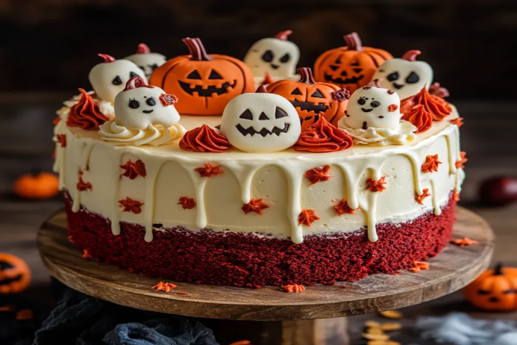 Red Velvet Halloween Cake with Cream Cheese Frosting