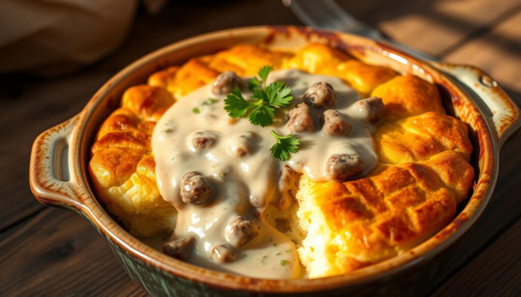 biscuits and gravy breakfast bake