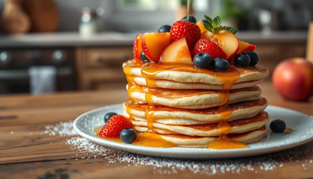 fluffy pancakes with fruit